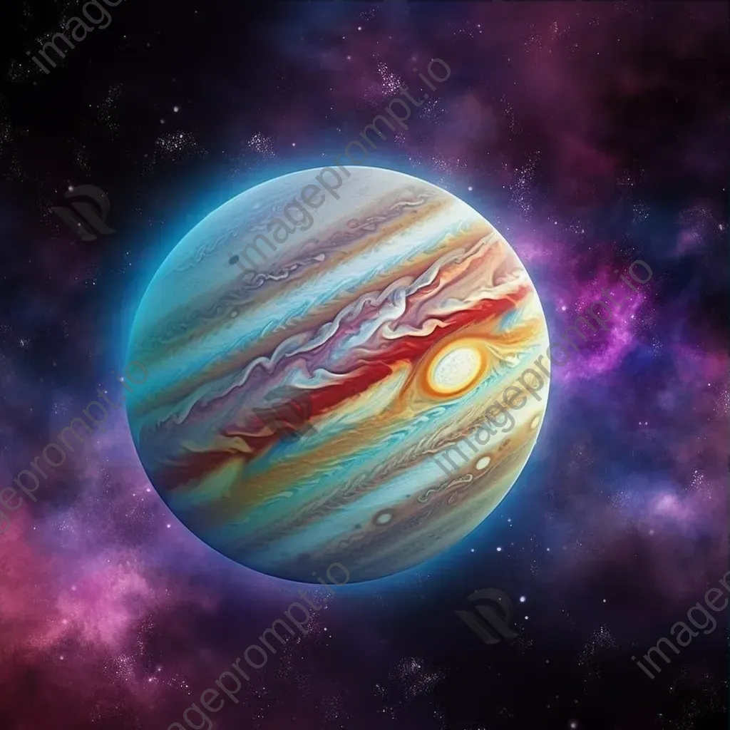 Gas planet with colorful bands and swirling storms like Jupiter - Image 3