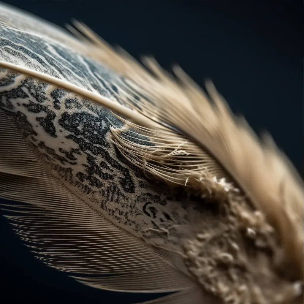 Close-up image showcasing the soft texture and detailed barb structures of a feather - Image 3