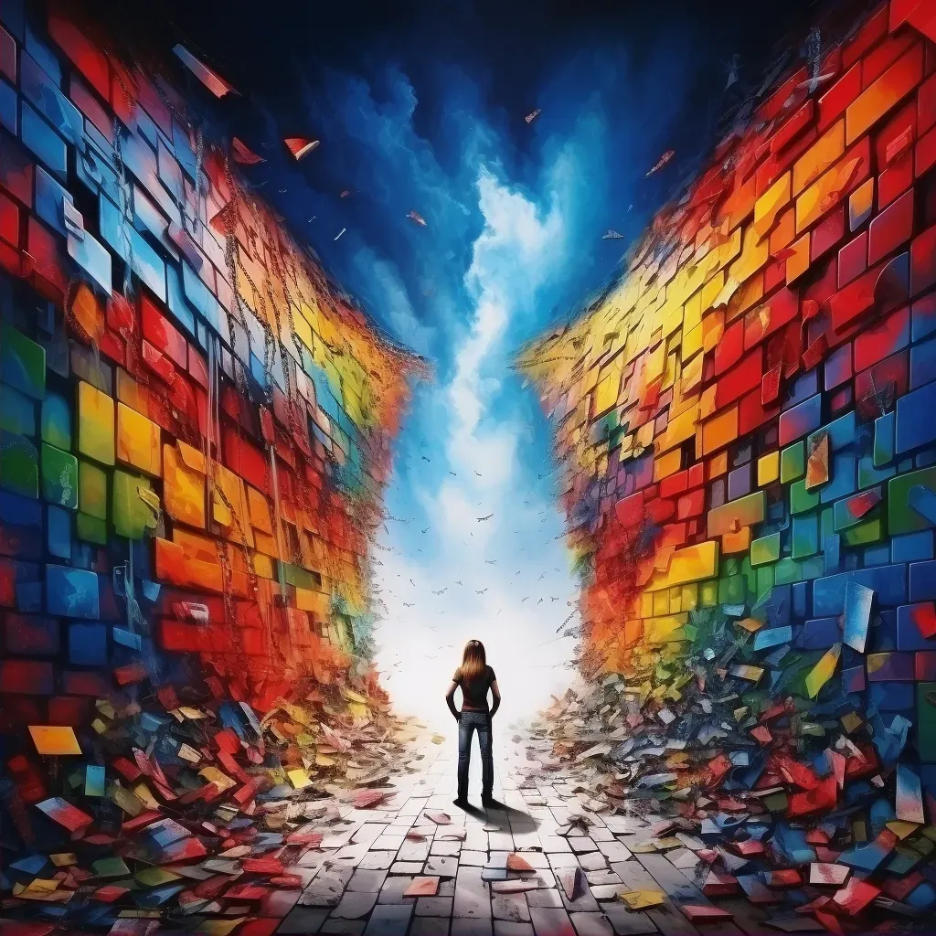 Collapse of censorship wall revealing vibrant world - Image 2