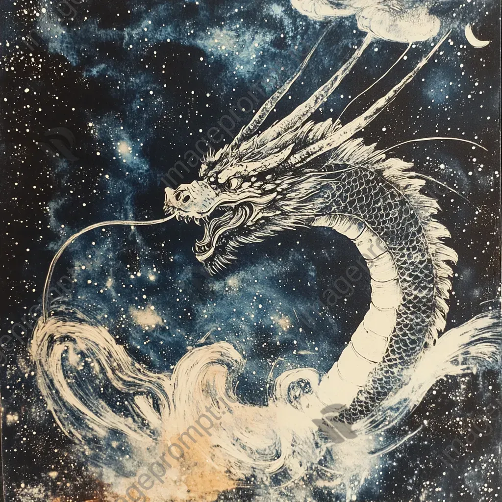 A majestic dragon exhaling a nebula against a starlit backdrop - Image 2