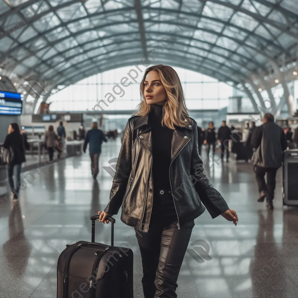 A professional woman with a laptop bag in an airport terminal - Image 4