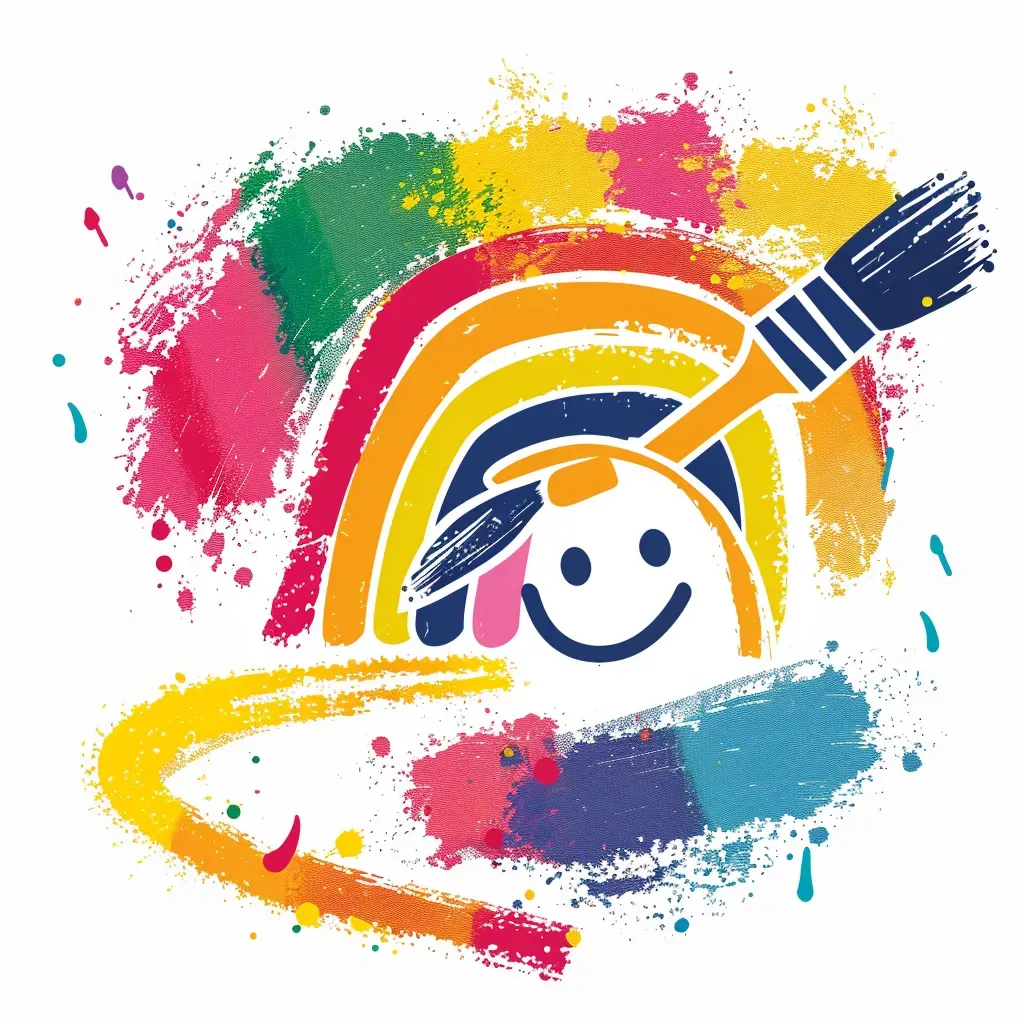 Rainbow Paintbrush Path to Smiling Child Logo