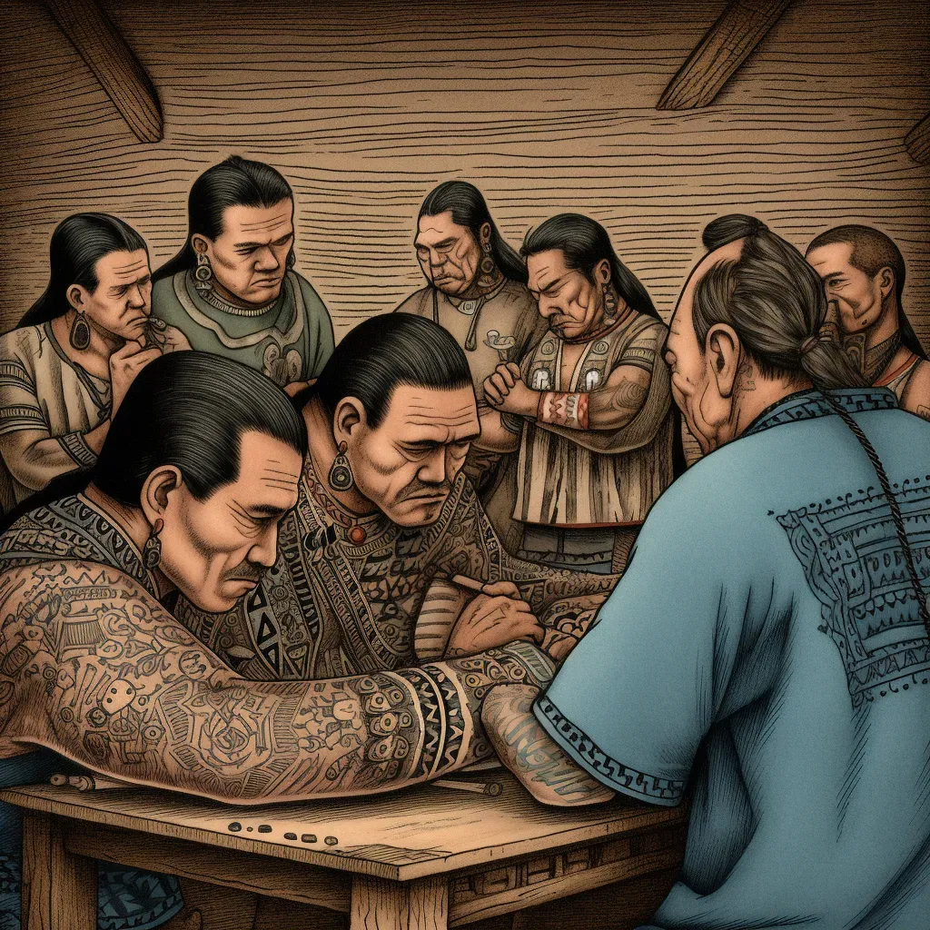 Illustration of tribal tattooing tradition - Image 1