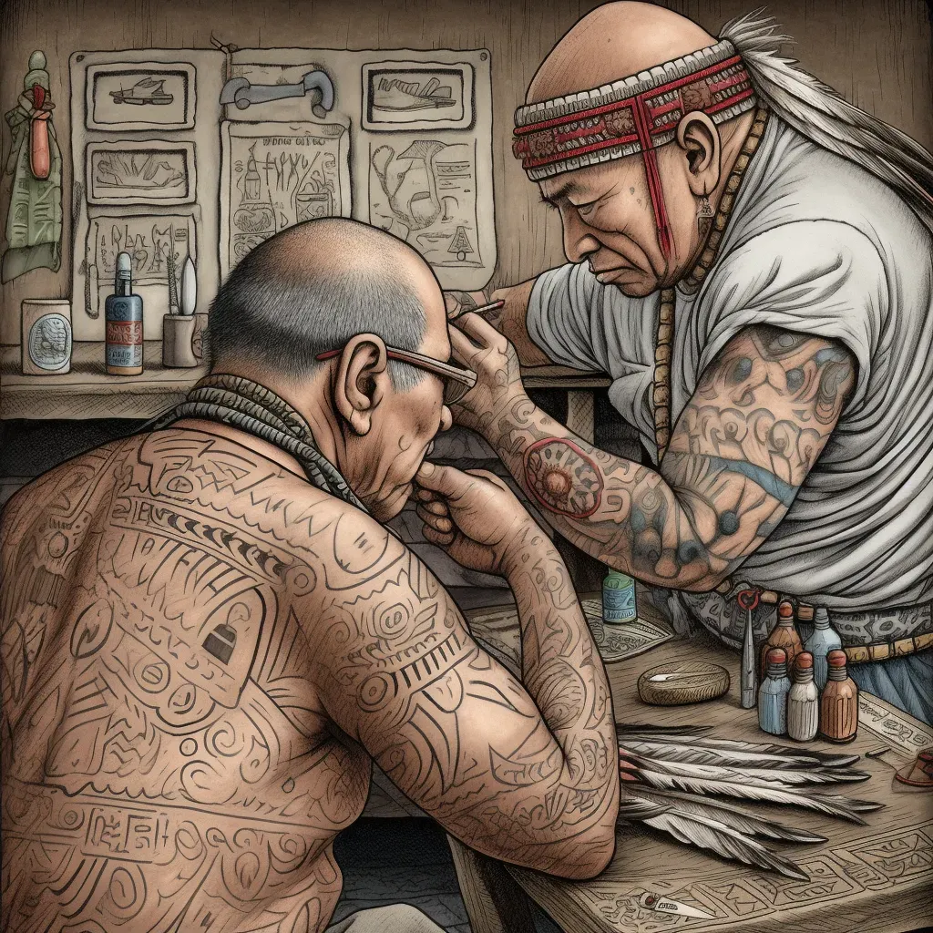 Illustration of tribal tattooing tradition - Image 2