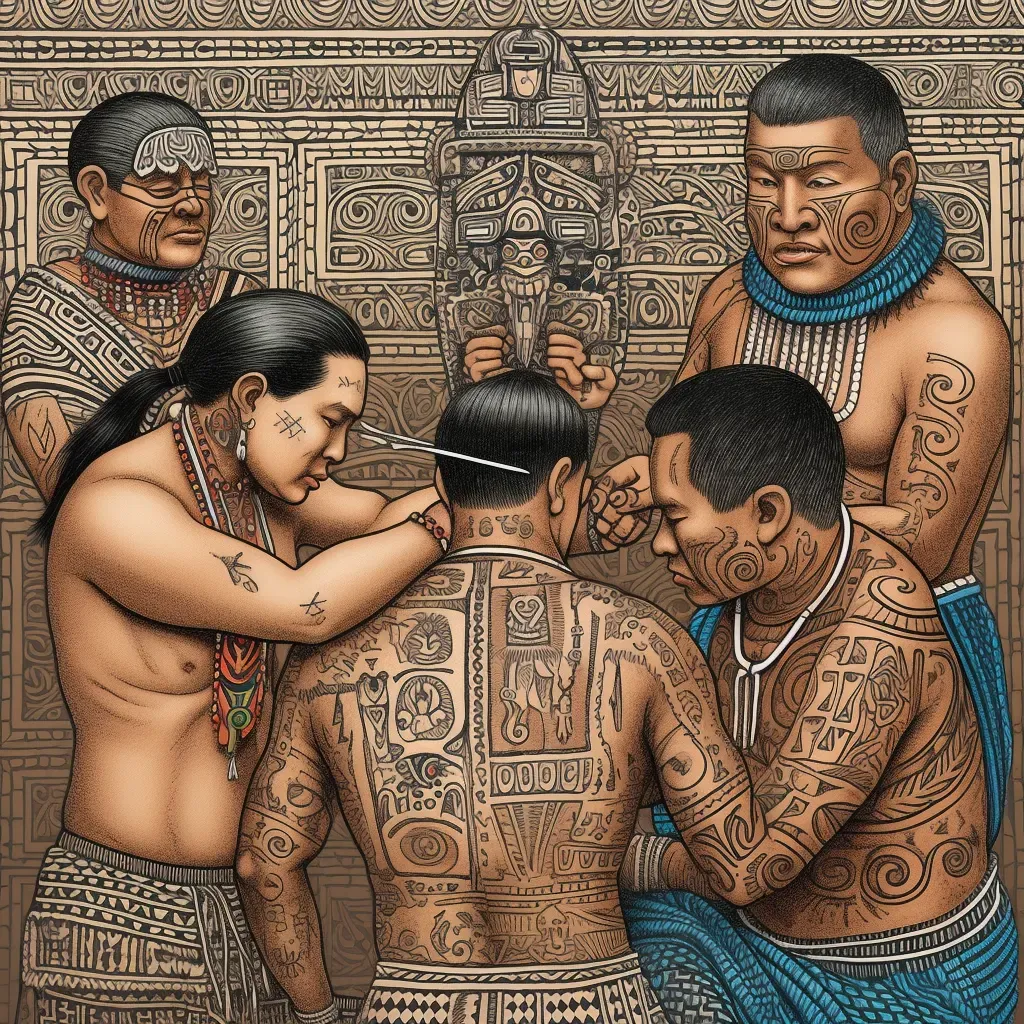 Illustration of tribal tattooing tradition - Image 3