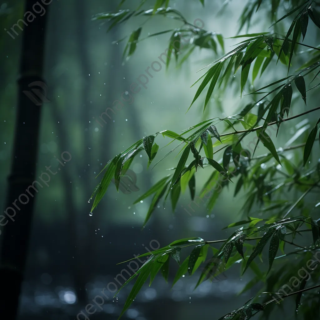 Bamboo forest during light rain with misty ambiance - Image 3