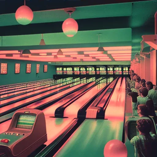 Image of a 1950s style bowling alley with futuristic upgrades - Image 3