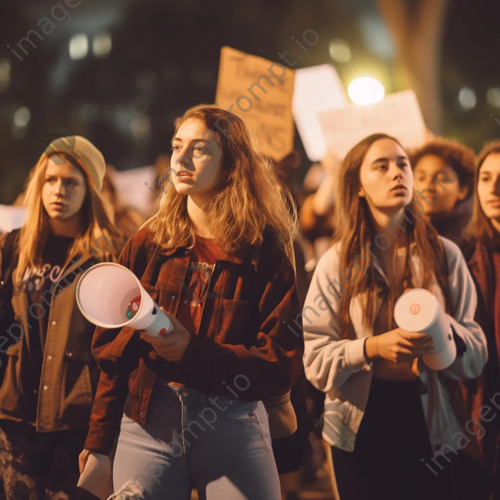 Students protesting with signs during an environmental issue demonstration. - Image 3