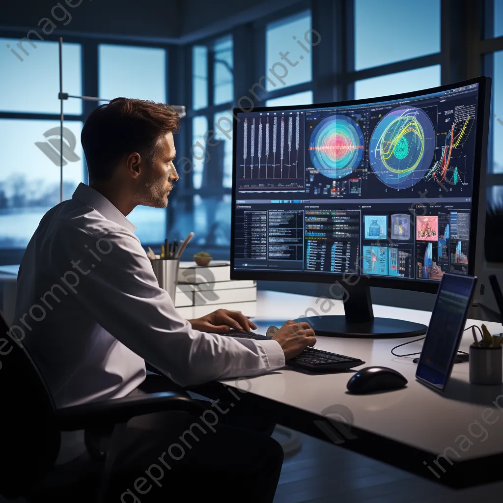 Medical researcher analyzing data on a computer screen. - Image 1