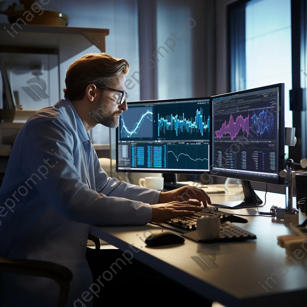 Medical researcher analyzing data on a computer screen. - Image 2