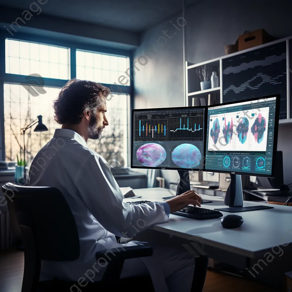 Medical researcher analyzing data on a computer screen. - Image 4