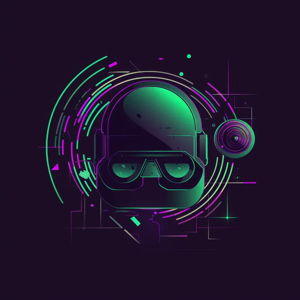 Modern and abstract VR gaming company logo with a stylized headset icon in purple and green - Image 2