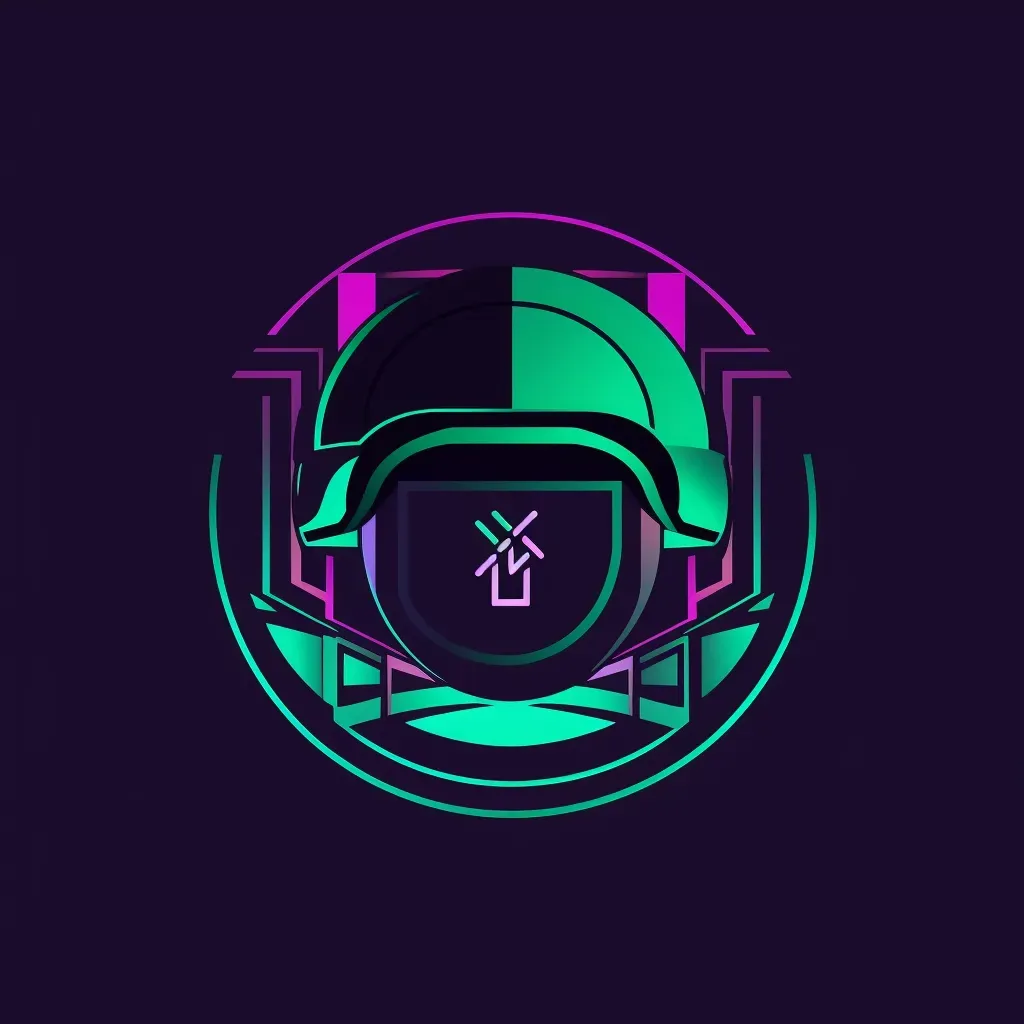 Modern and abstract VR gaming company logo with a stylized headset icon in purple and green - Image 3