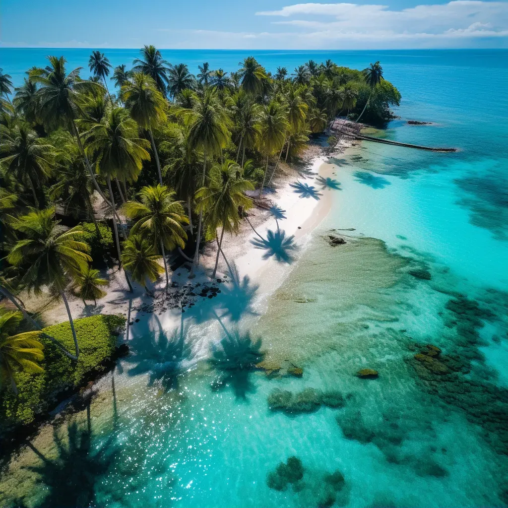 Aerial view of tropical island with palm trees and blue waters - Image 2