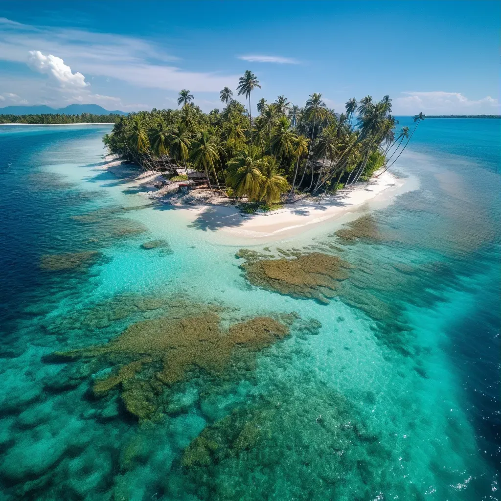 Aerial view of tropical island with palm trees and blue waters - Image 3