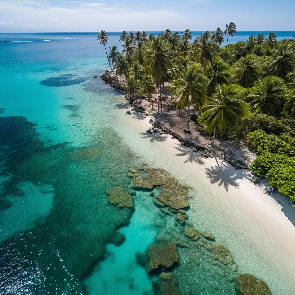 Aerial view of tropical island with palm trees and blue waters - Image 4