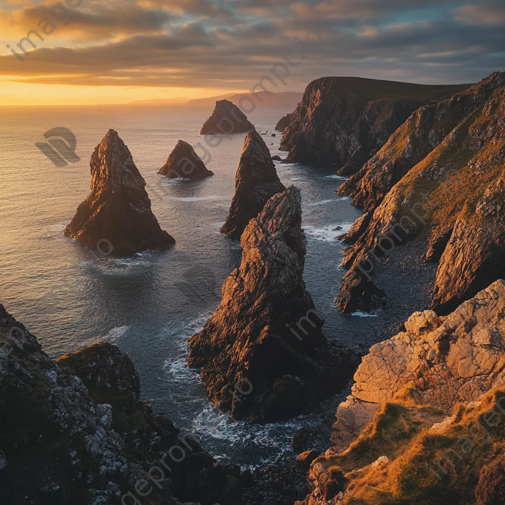 Coastal sea stacks illuminated by sunrise - Image 3