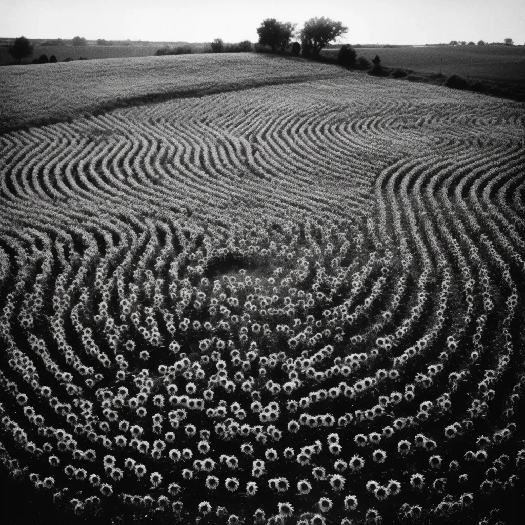 Sunflower field with spiral seed pattern - Image 2