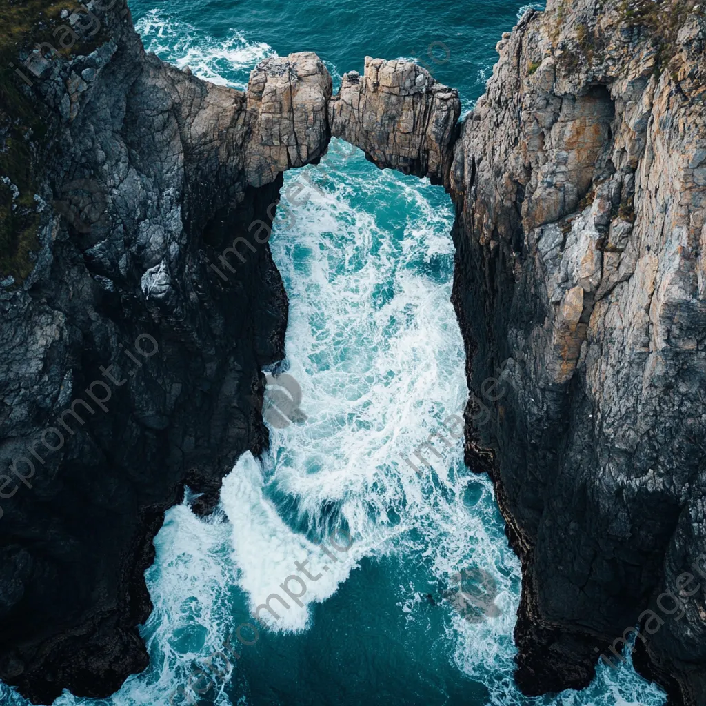 Aerial view of coastal rock arch - Image 2