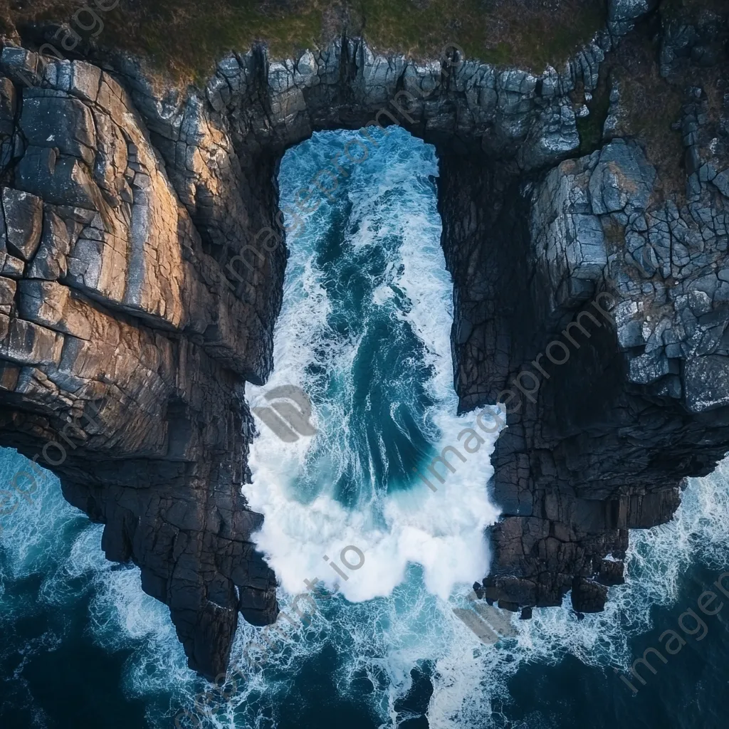 Aerial view of coastal rock arch - Image 3