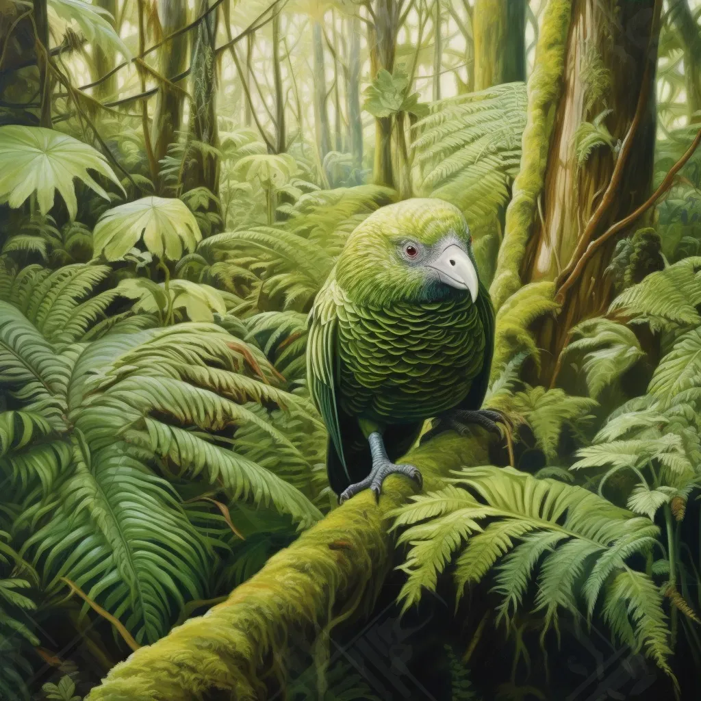 Image of a critically endangered Kakapo bird in the forests of New Zealand - Image 3