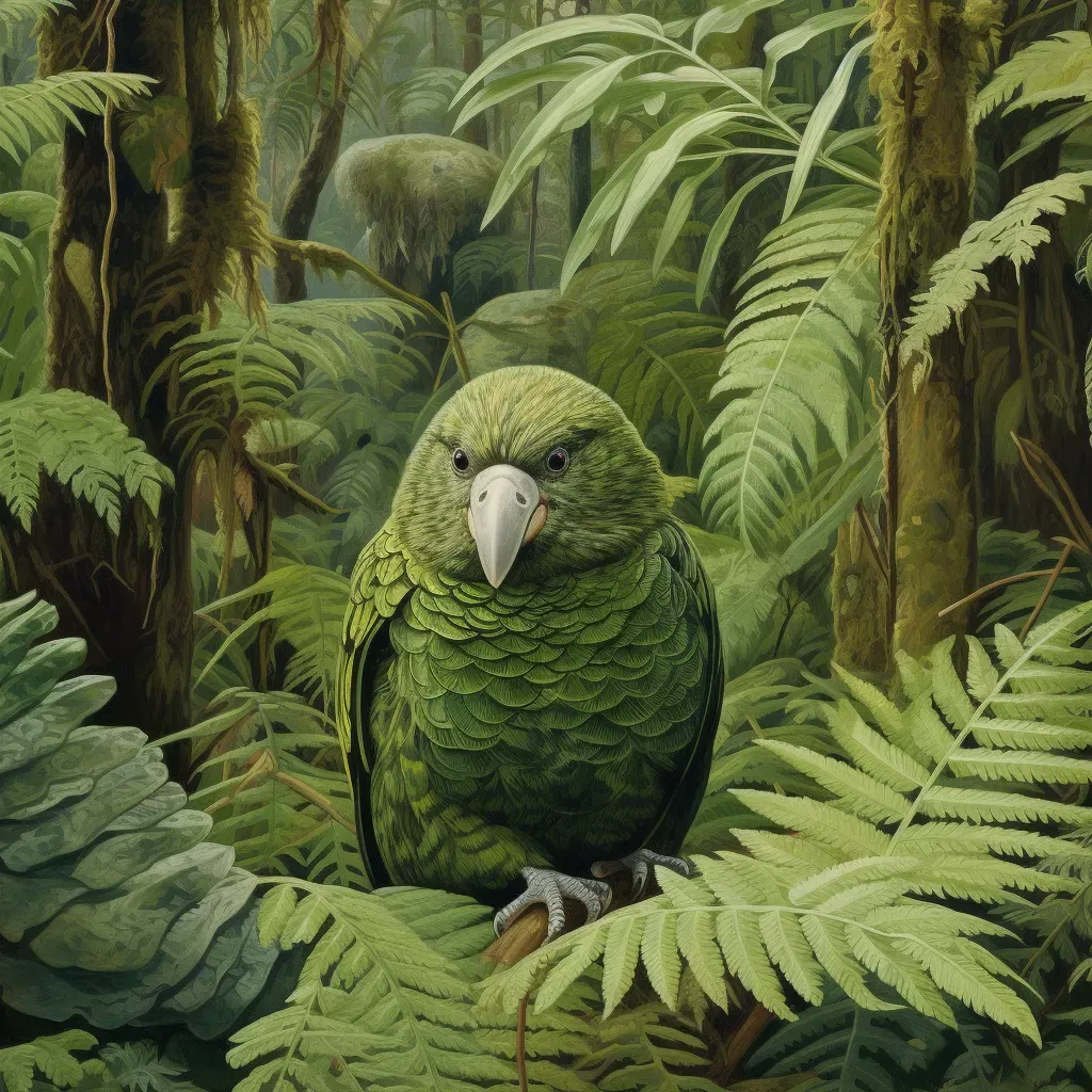 Image of a critically endangered Kakapo bird in the forests of New Zealand - Image 4