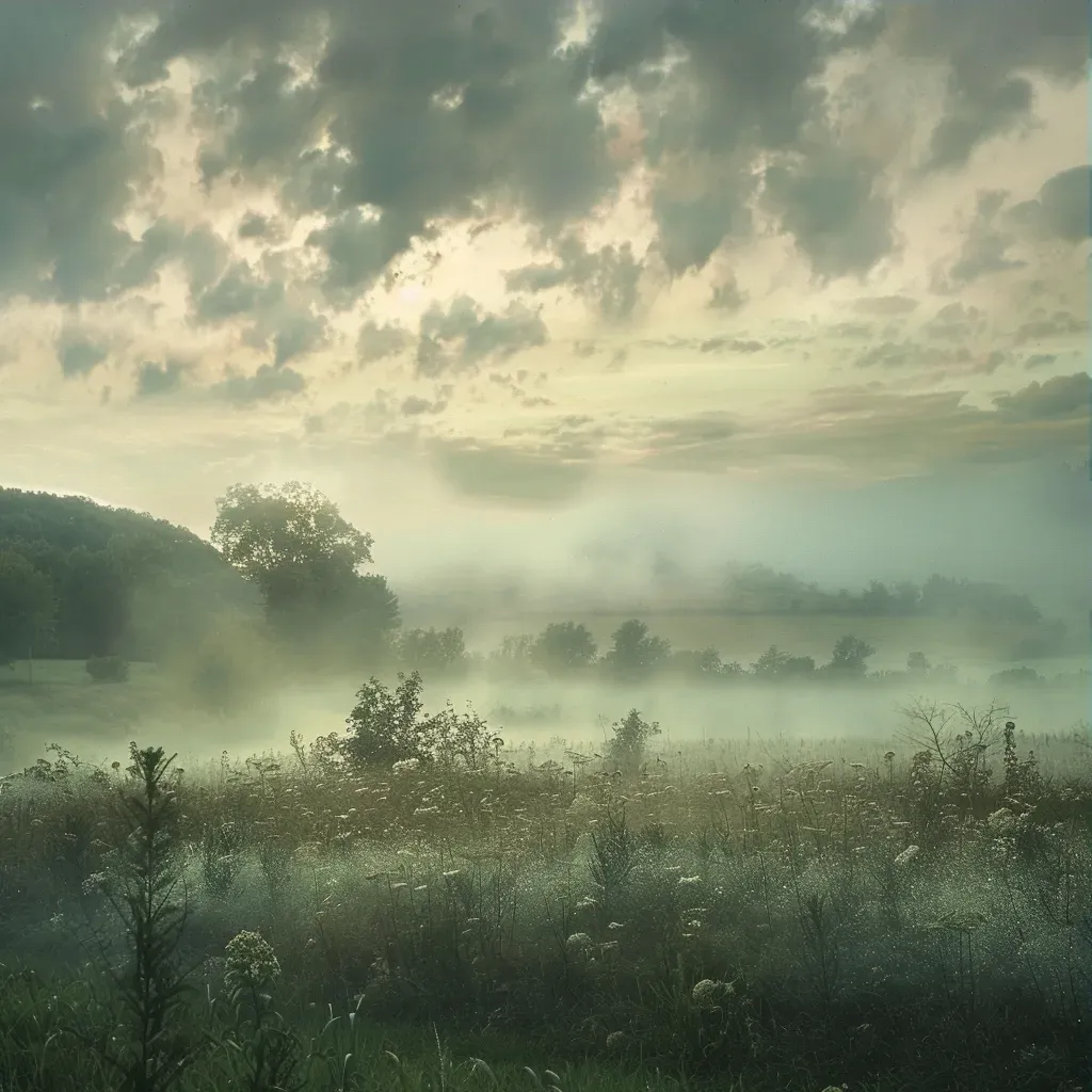 Mist fog field morning - Image 3