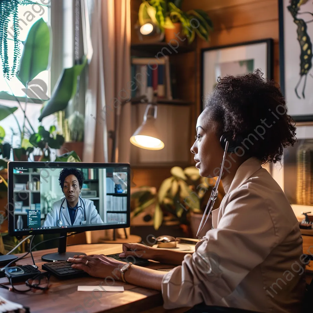 Healthcare professional sharing information in a video call with a patient at home. - Image 3