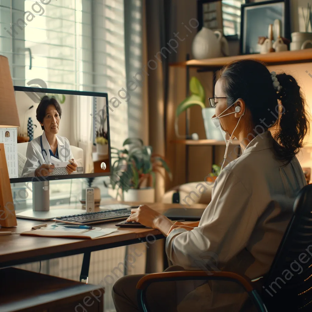 Healthcare professional sharing information in a video call with a patient at home. - Image 4