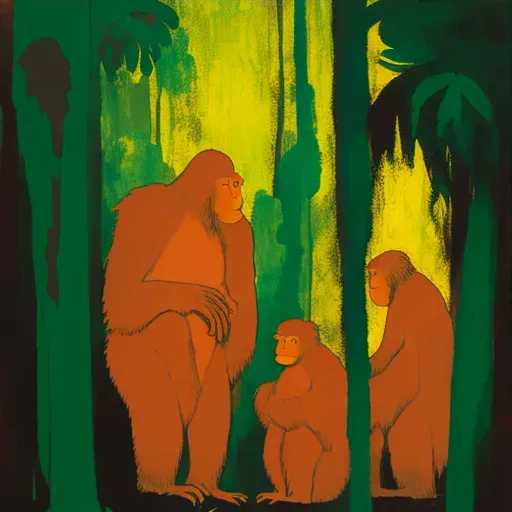 Image of a family of Bornean orangutans in the tropical rainforest - Image 3