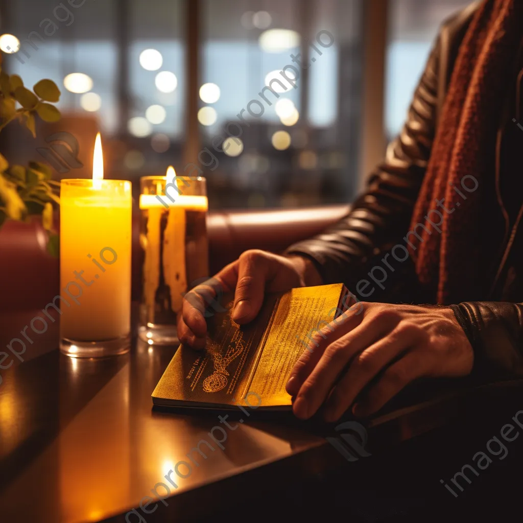 Traveler holding passport and boarding pass in an airport lounge. - Image 3