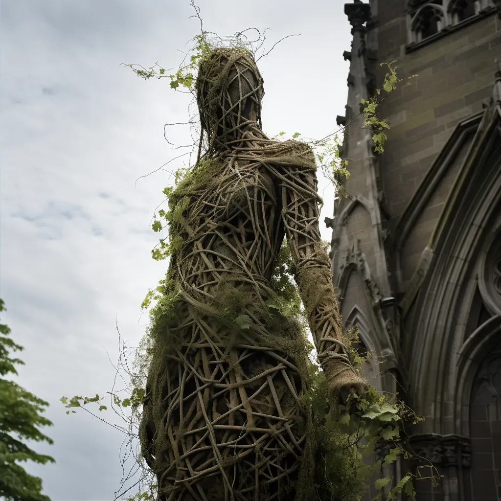 Decaying Gothic cathedral covered in ivy under dramatic sky - Image 2