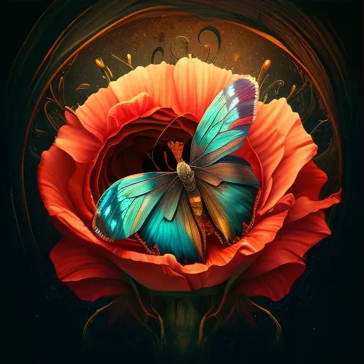 Beautiful butterfly emerging from a colorful flower, symbolizing personal transformation - Image 3