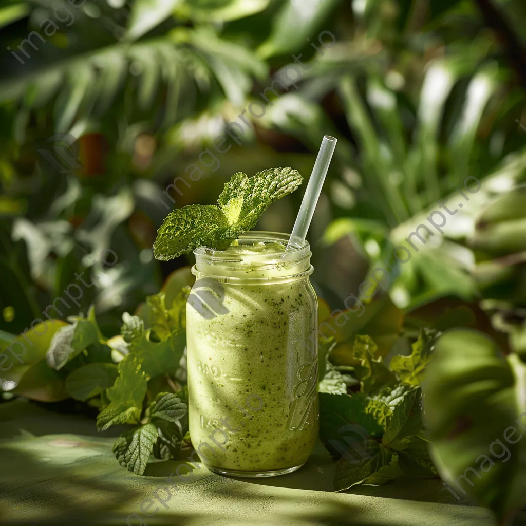 Fresh smoothie in a jar with a straw. - Image 4