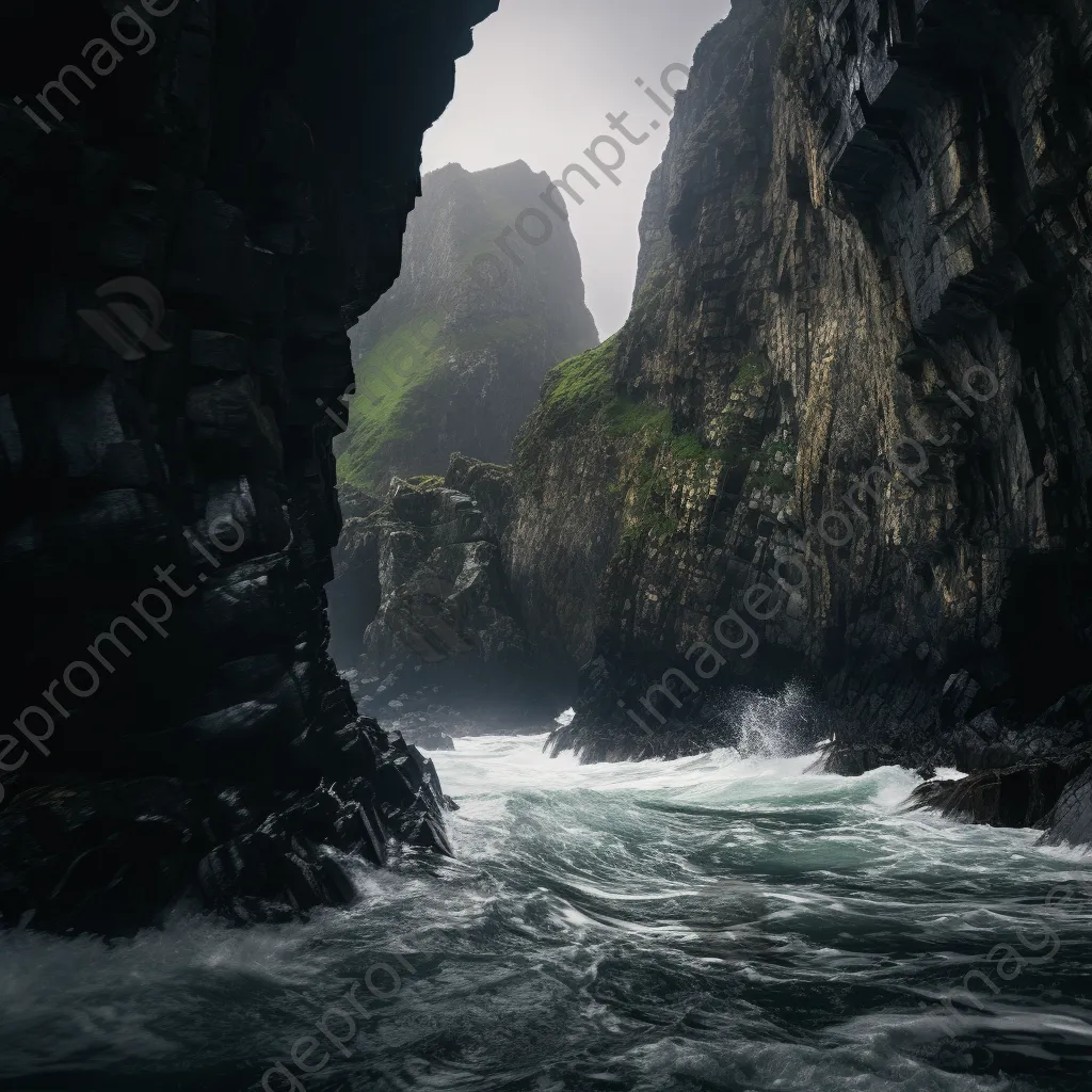 Waves crashing on coastal caves during a storm - Image 3