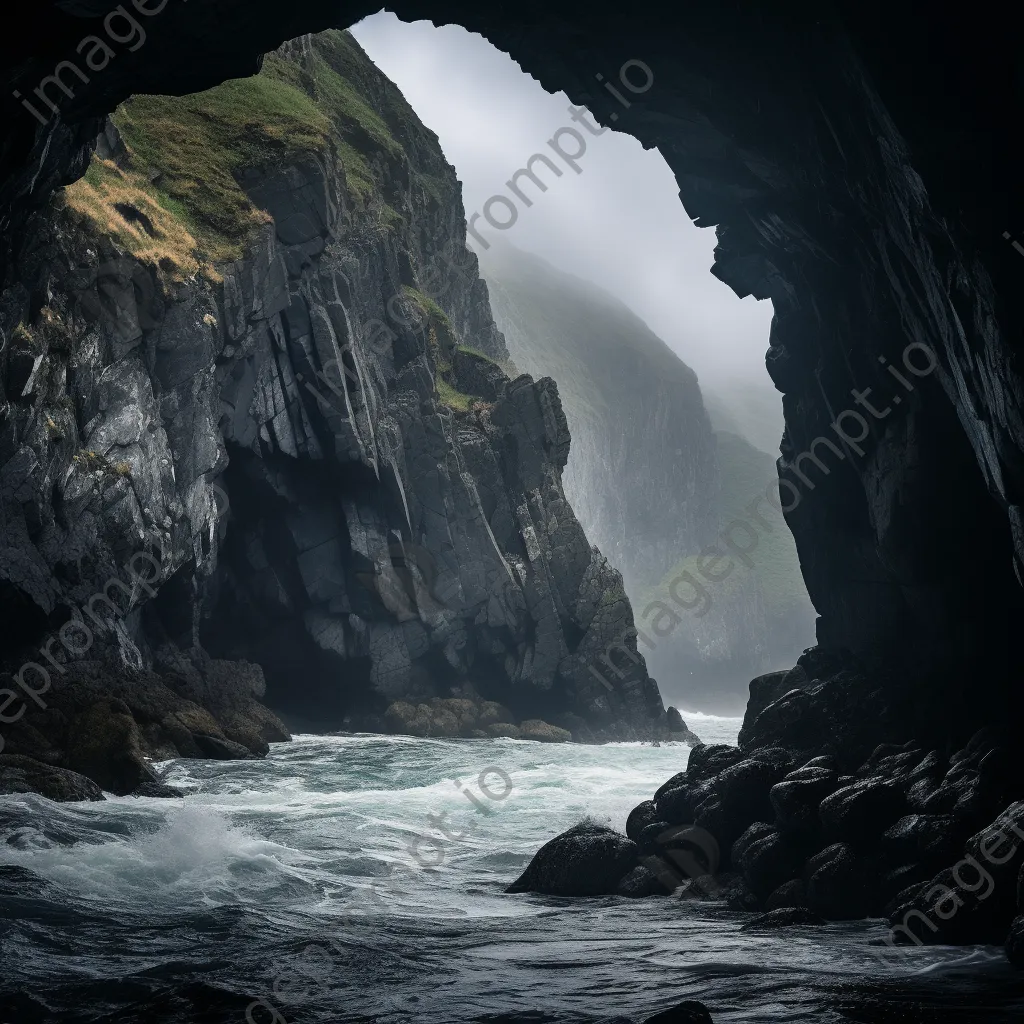 Waves crashing on coastal caves during a storm - Image 4