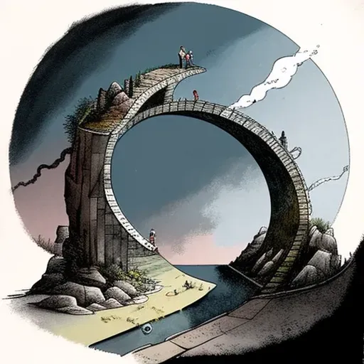 Illustration of impossible loop bridge challenging architectural norms - Image 1