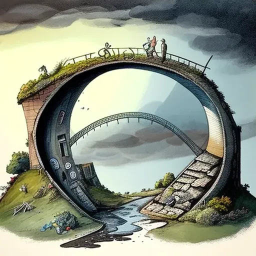 Illustration of impossible loop bridge challenging architectural norms - Image 3