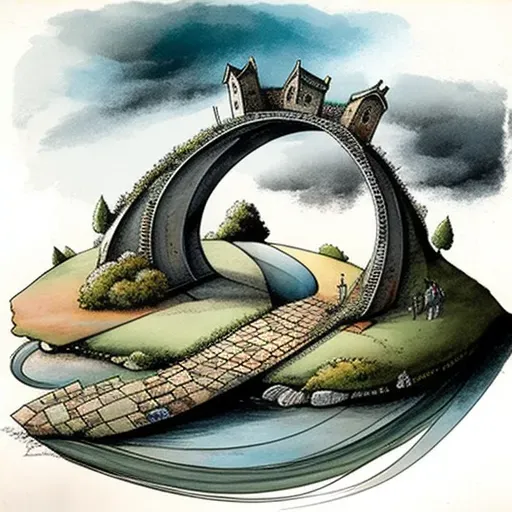 Illustration of impossible loop bridge challenging architectural norms - Image 4