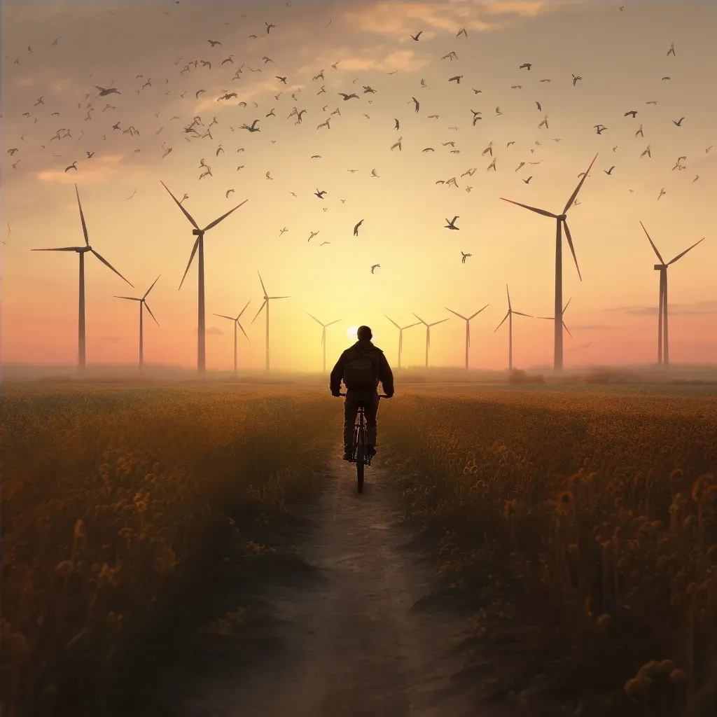 Sunset Ride Through the Wind Farm