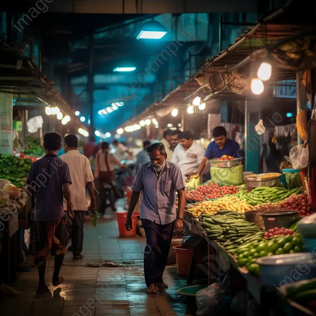 Urban night market with vendors and customers - Image 3