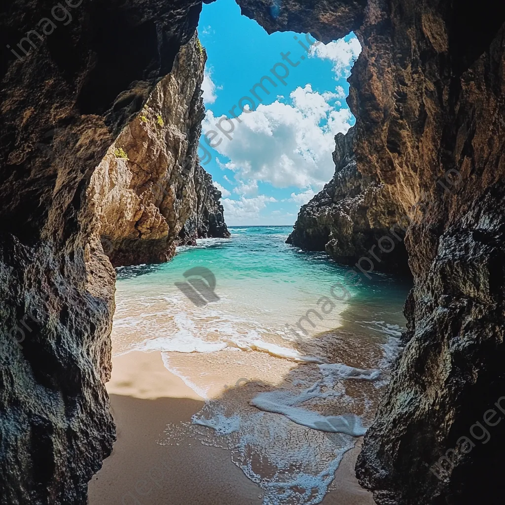 Grotto with sandy beach and clear water - Image 2