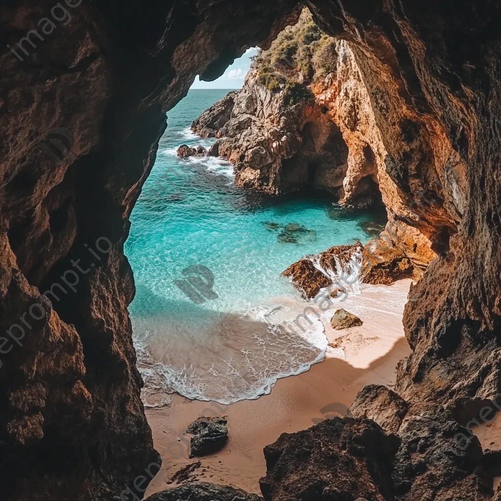 Grotto with sandy beach and clear water - Image 3