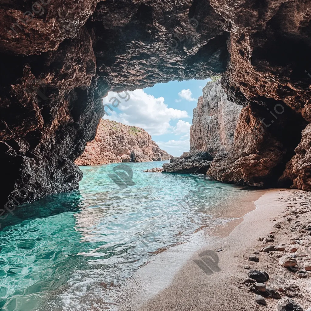 Grotto with sandy beach and clear water - Image 4