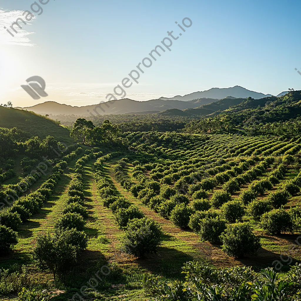 Wide view of a healthy avocado orchard - Image 1