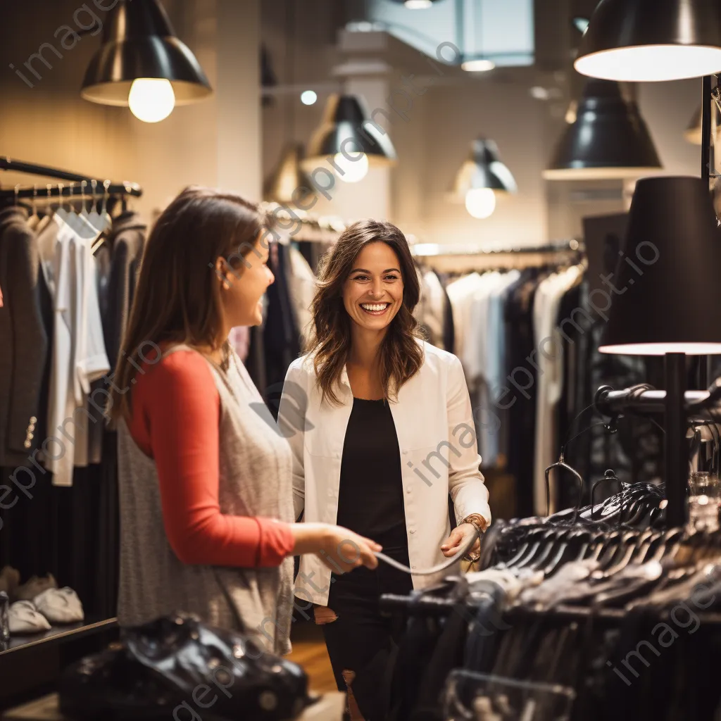 Fashion consultant helping a customer in a stylish boutique. - Image 2