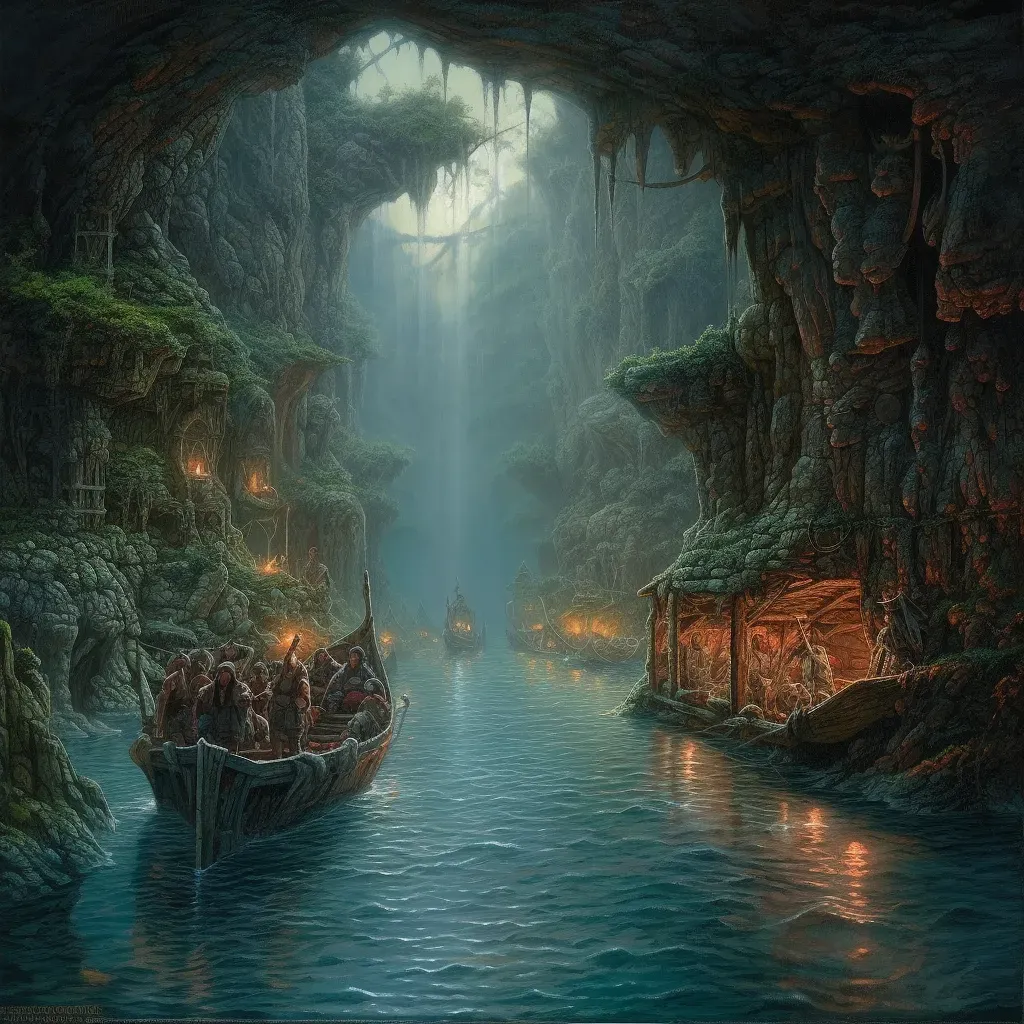 Underworld River with Ethereal Boats