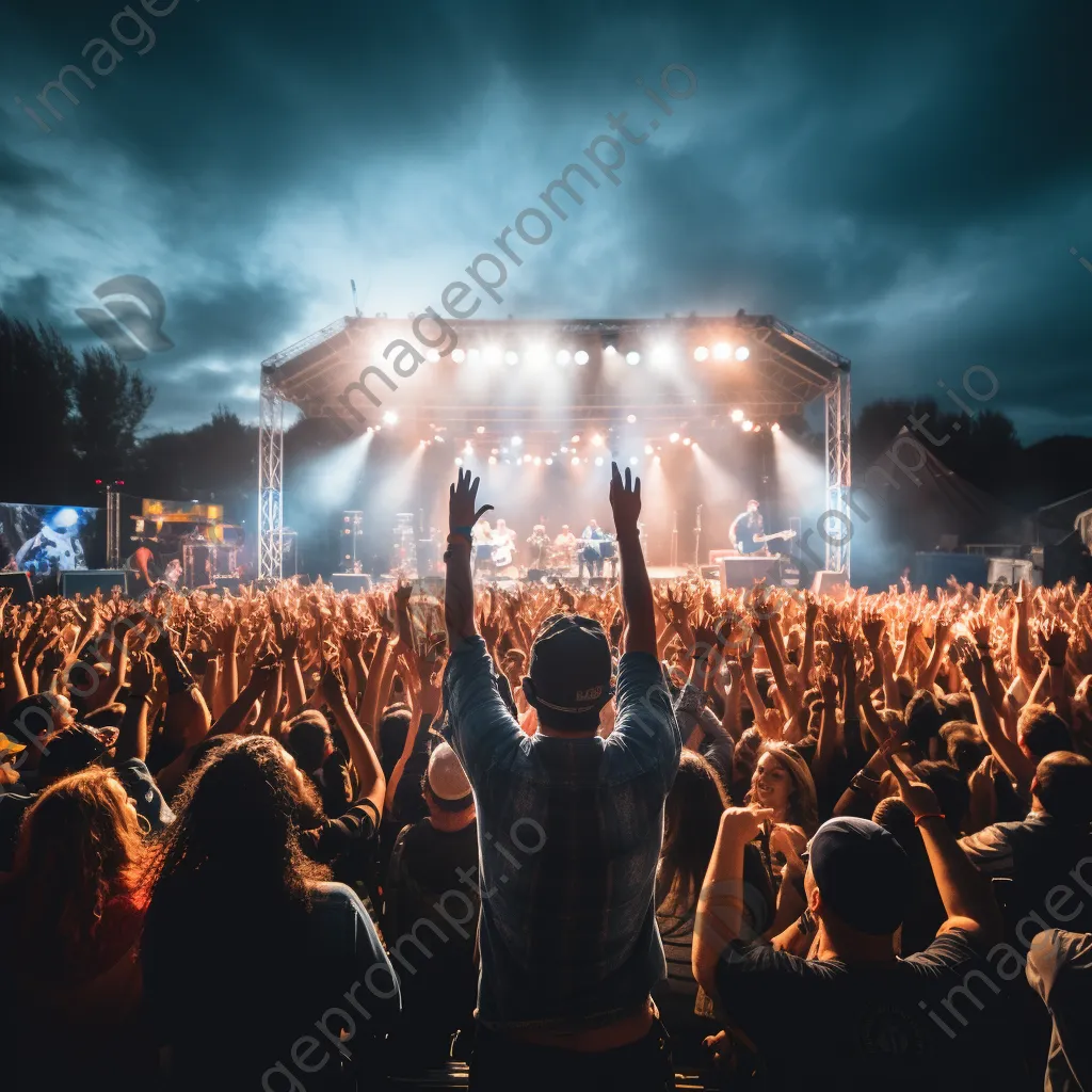 Full band performing at an outdoor festival with engaged audience. - Image 3