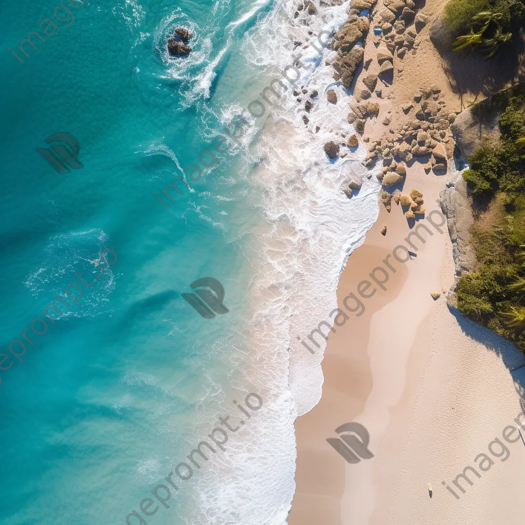 Aerial view of a coastline with turquoise waters and white sands - Image 1