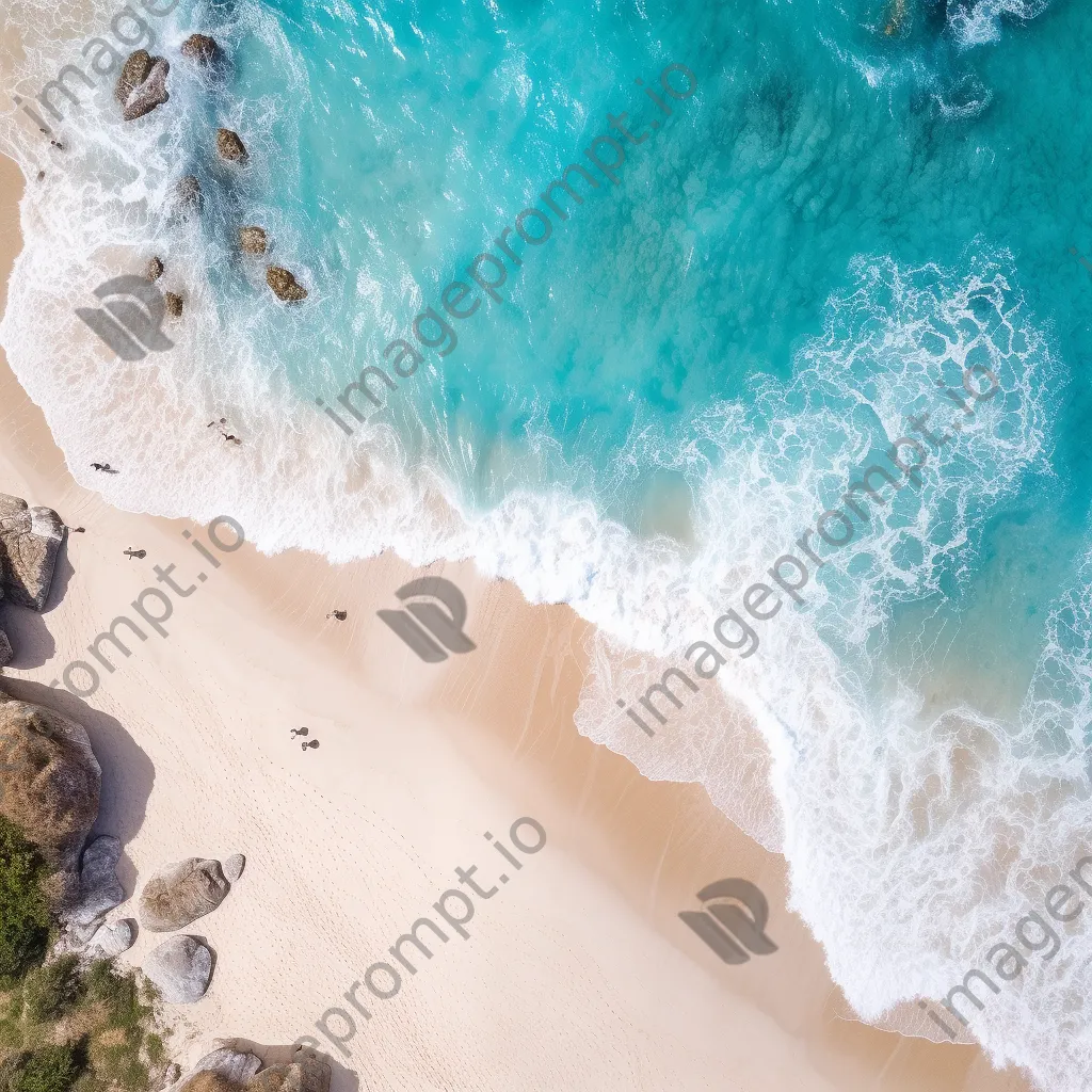 Aerial view of a coastline with turquoise waters and white sands - Image 2